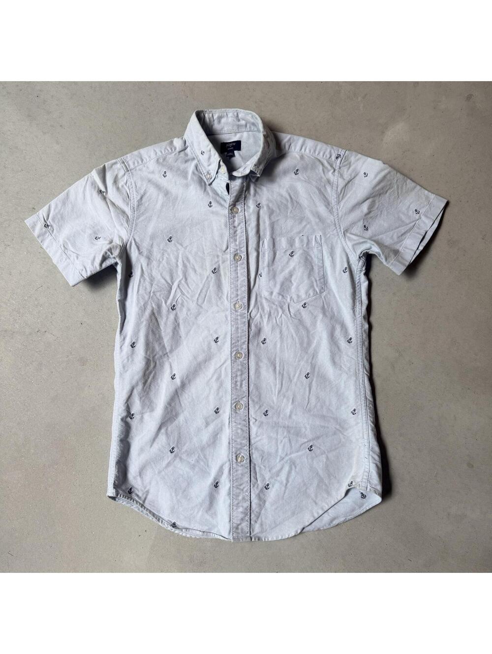 J.Crew Light Blue Embroidered Anchor Oxford Button-Up Shirt Size XS